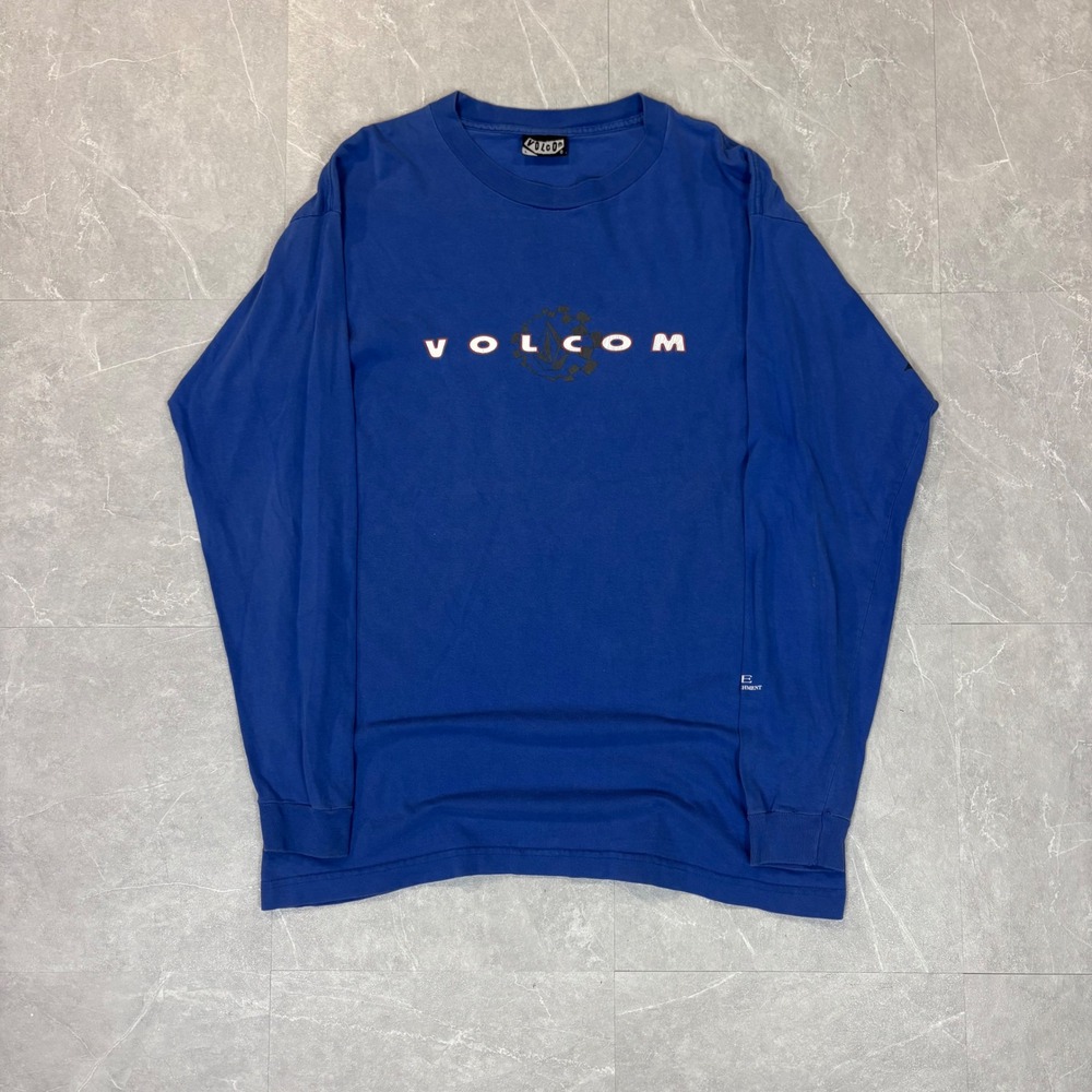 Volcom Mens Long Sleeve Graphic T-Shirt Blue Stone Logo Large 4180
